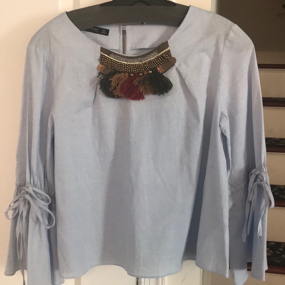 Zara Basic Collection Light Blue Blouse - image 1
